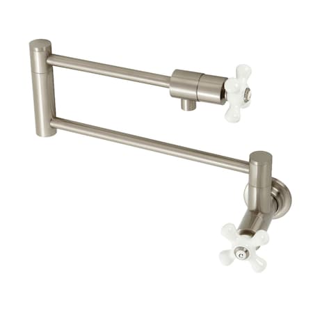 Kingston Brass KS4108PX Wall Mount Pot Filler, Brushed Nickel KS4108PX